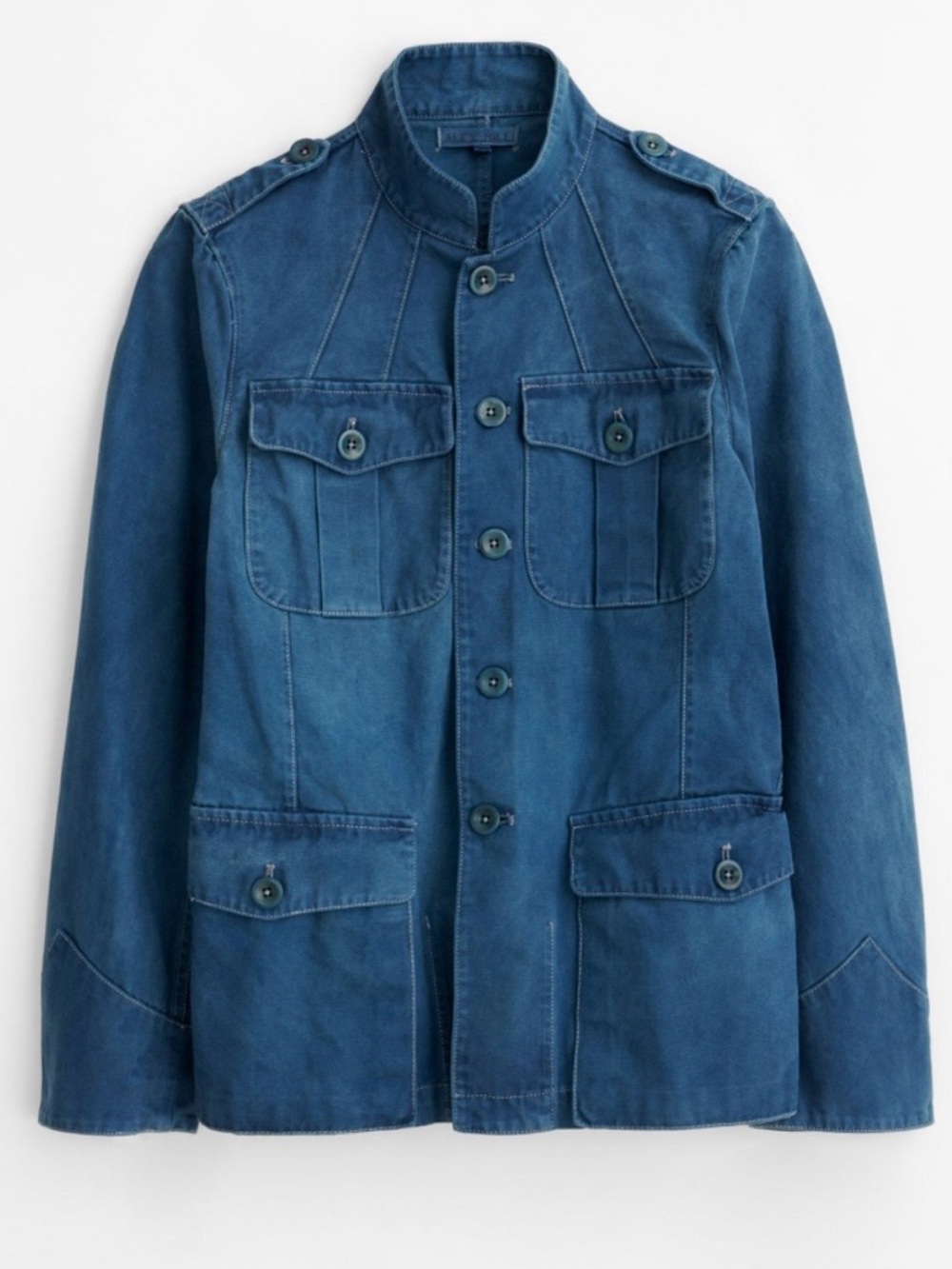 Alex Mill Natural Indigo Blue Officers Cotton Button Front Jacket Size Medium
